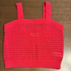 Red Crochet Knit Tank Top